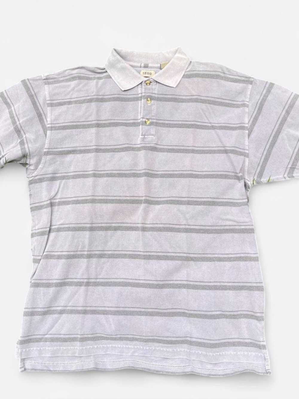 Men’s Gray Striped Izod Polo Shirt Size Large